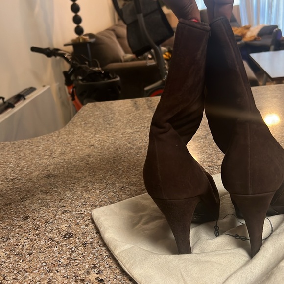 Prada Brown Suede Ankle Boots - Picture 4 of 8